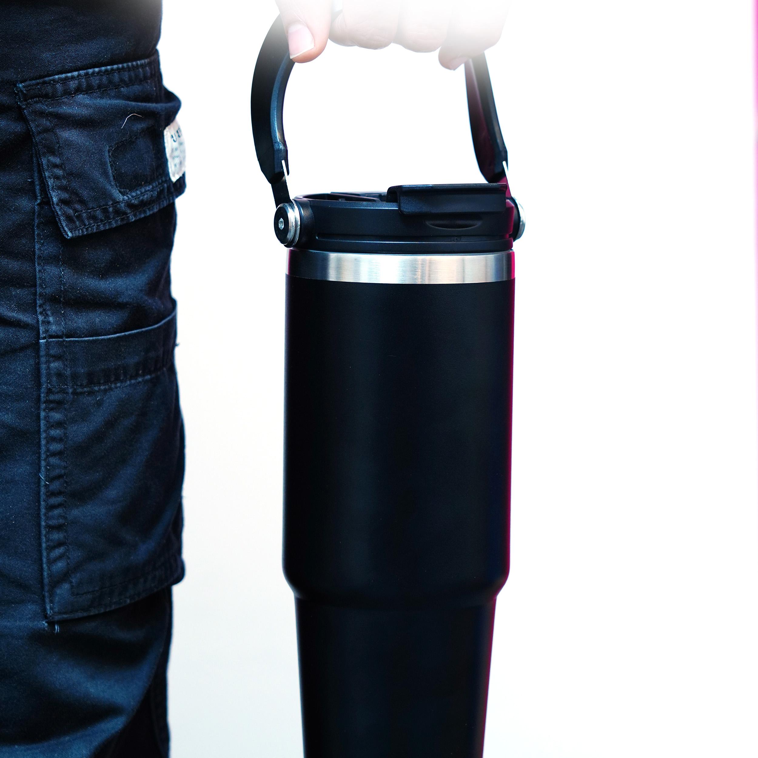 Custom Travel Coffee Mug Stainless Steel Water Bottles - Black